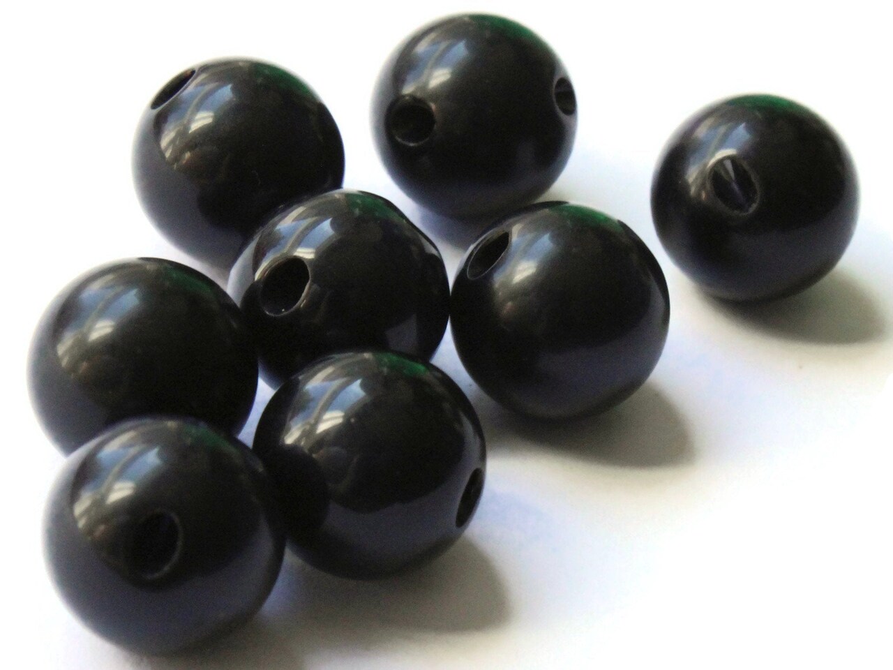 8 12mm 1/2 Inch Black Ball Buttons Vintage Lucite Buttons